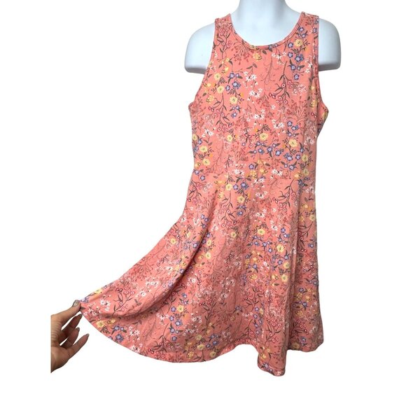 Old Navy Girls Tank Dress M 8 Pink Floral Fit Flare Cotton Summer Spring Casual - Picture 3 of 9